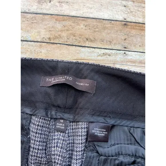 The Limited Cassidy Fit Brown Micro Houndstooth Stretch Dress Pants Sz 10 Short - Picture 6 of 7